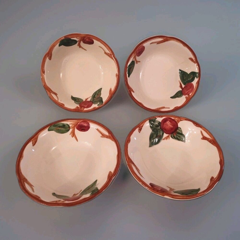 Vintage Franciscan Apple Pattern Dinnerware Fruit /Dessert Bowls 4 USA